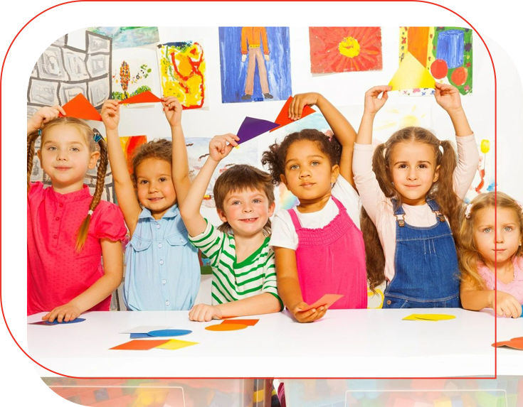 Preschool children playing with shapes.